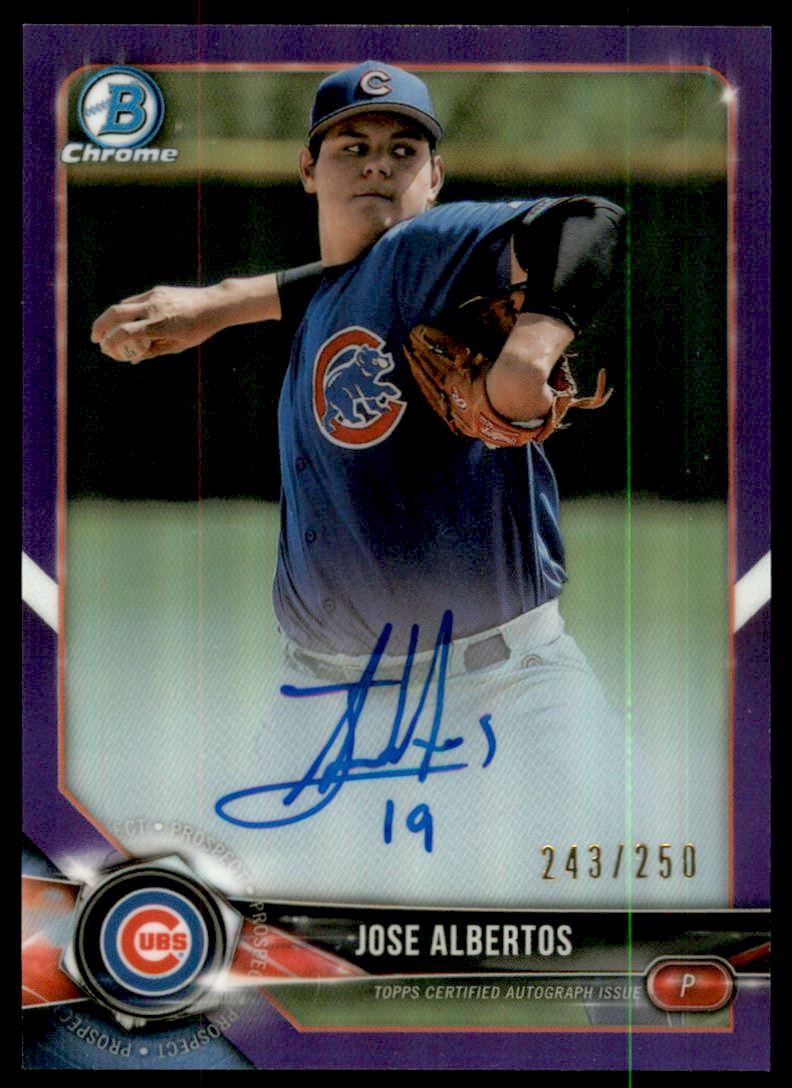 2018 Bowman Chrome Prospect Autographs Purple Refractors #BCPAJAL Jose Albertos