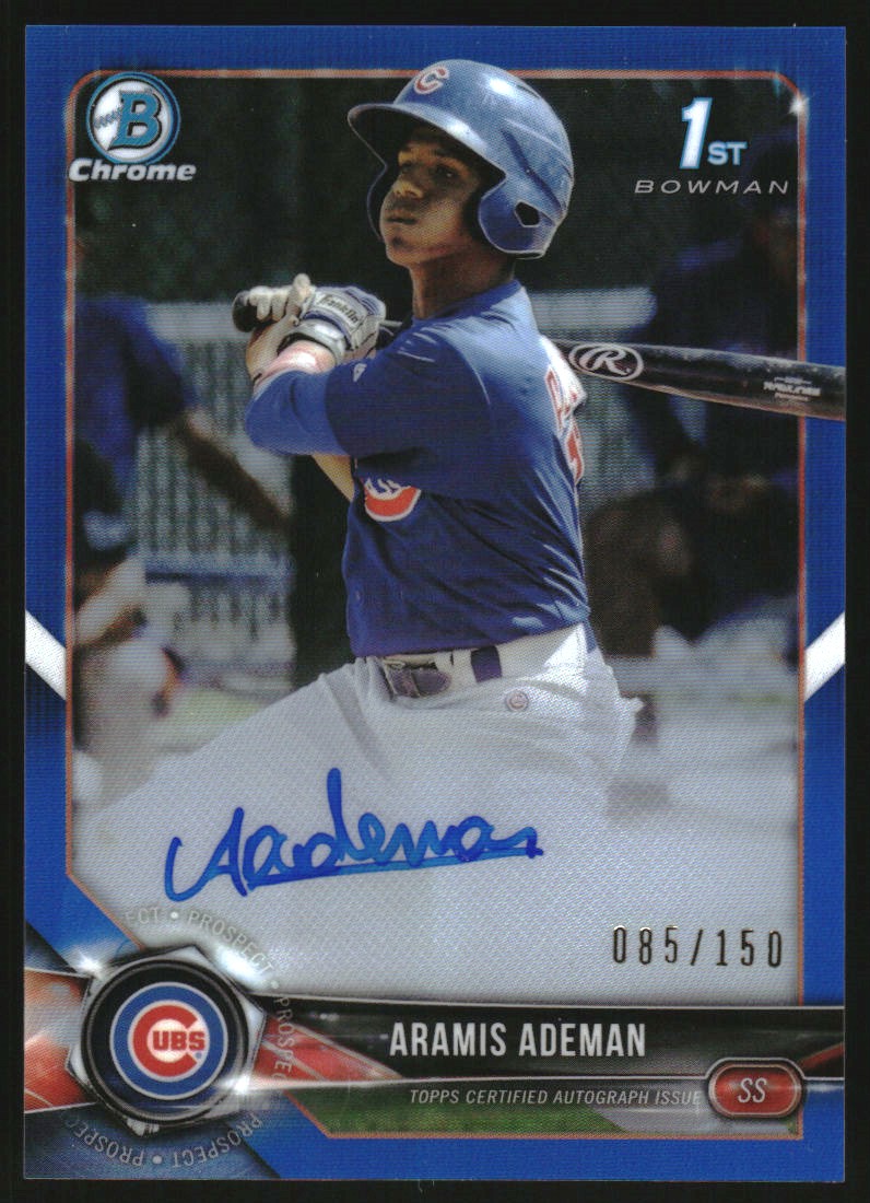 2018 Bowman Chrome Prospect Autographs Blue Refractors #BCPAAA Aramis Ademan