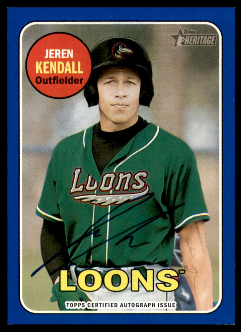 2018 Topps Heritage Minors Real One Autographs Blue #ROAJK Jeren Kendall EXCH