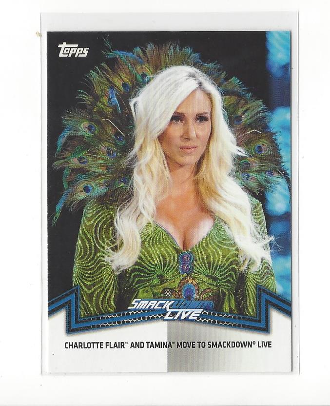 2018 Topps WWE Women's Division Matches and Moments #SDL9 Charlotte Flair and Tamina Move to SmackDown LIVE