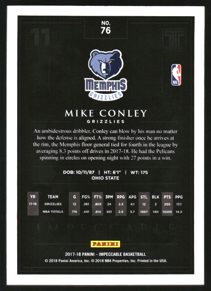 2017-18 Panini Impeccable #76 Mike Conley