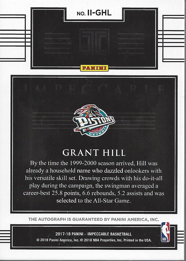 2017-18 Panini Impeccable Indelible Ink #26 Grant Hill/99 back image