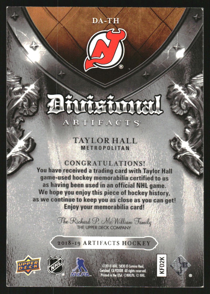 2018-19 Artifacts Divisional Artifacts #DATH Taylor Hall A back image