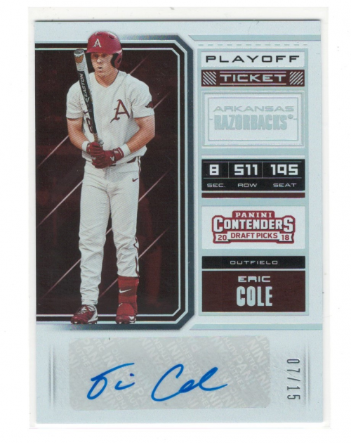 2018 Panini Contenders Draft Picks Draft Ticket Autographs Playoff #33 Eric Cole