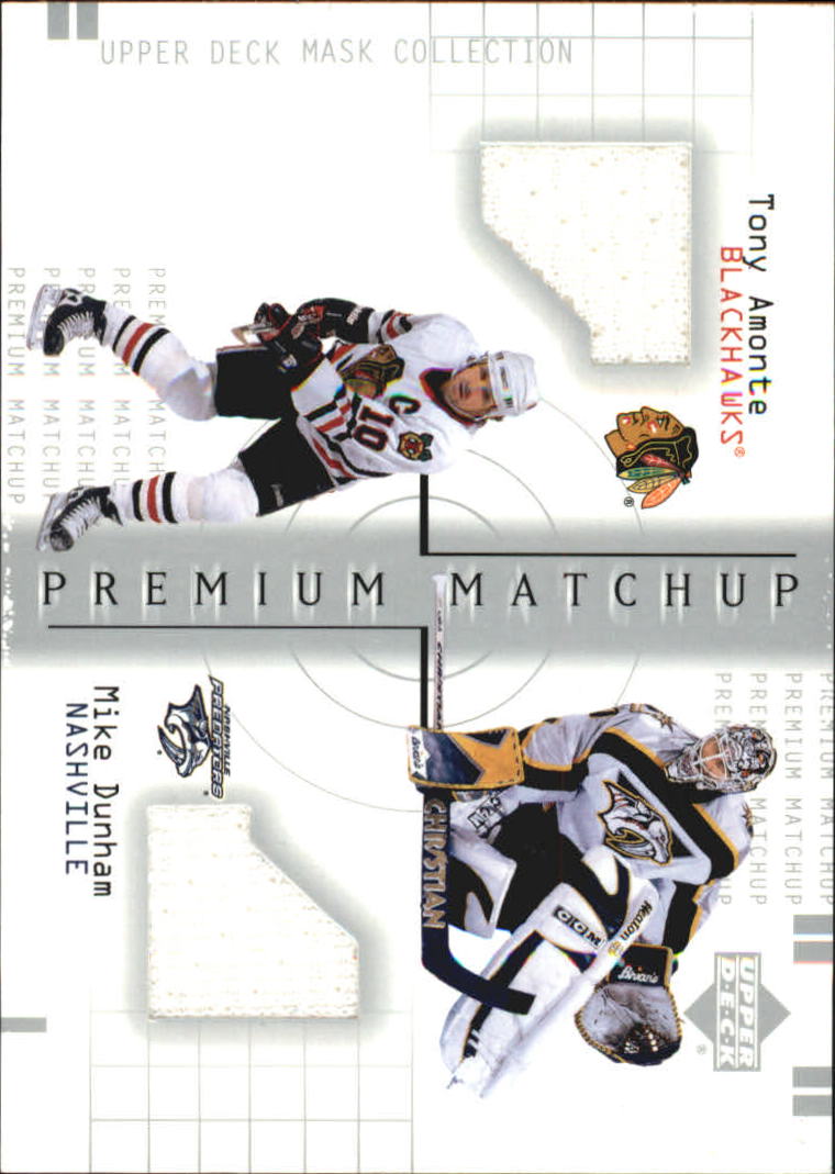 2001-02 UD Mask Collection Dual Jerseys #PMAD Tony Amonte/Mike Dunham