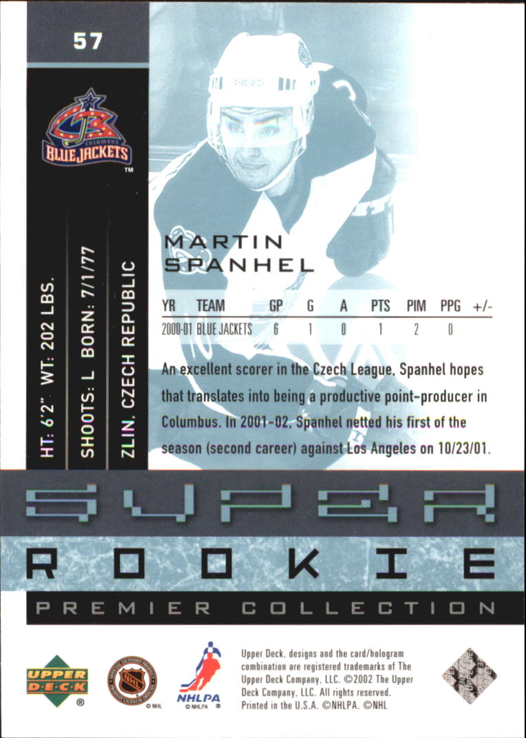 2001-02 UD Premier Collection #57 Martin Spanhel RC back image