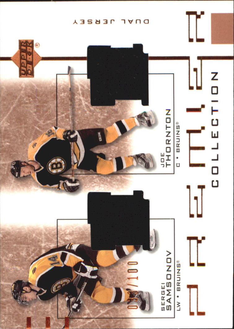 2001-02 UD Premier Collection Dual Jerseys #DST S.Samsonov/J.Thornton
