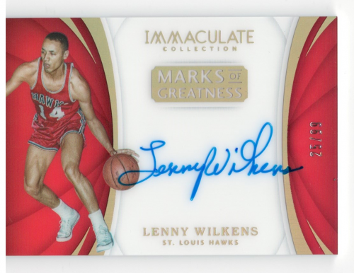 2017-18 Immaculate Collection Marks of Greatness Autographs #3 Lenny Wilkens/99