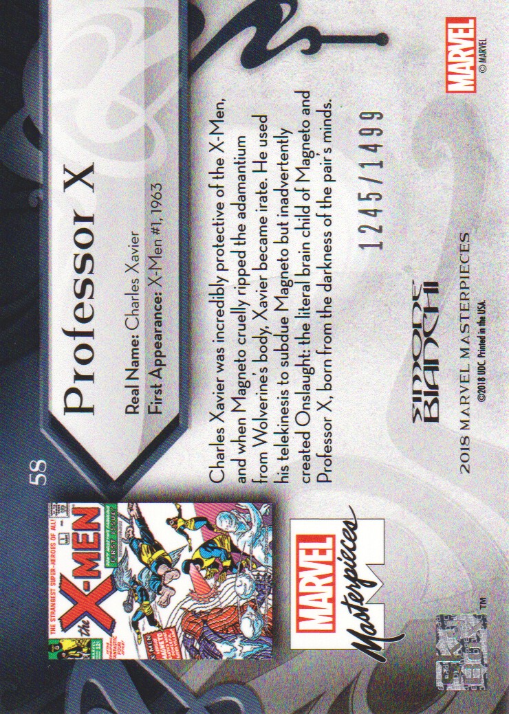 2018 SkyBox Marvel Masterpieces #58 Professor X back image