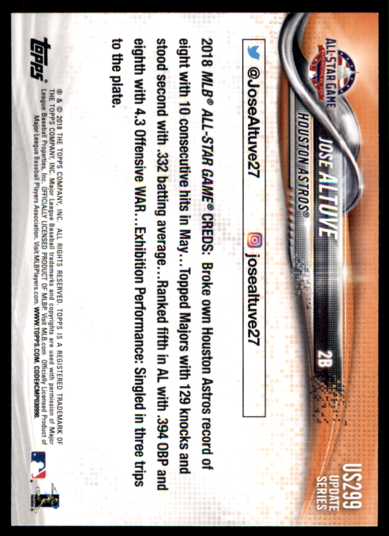 2018 Topps Update Rainbow Foil #US299 Jose Altuve AS