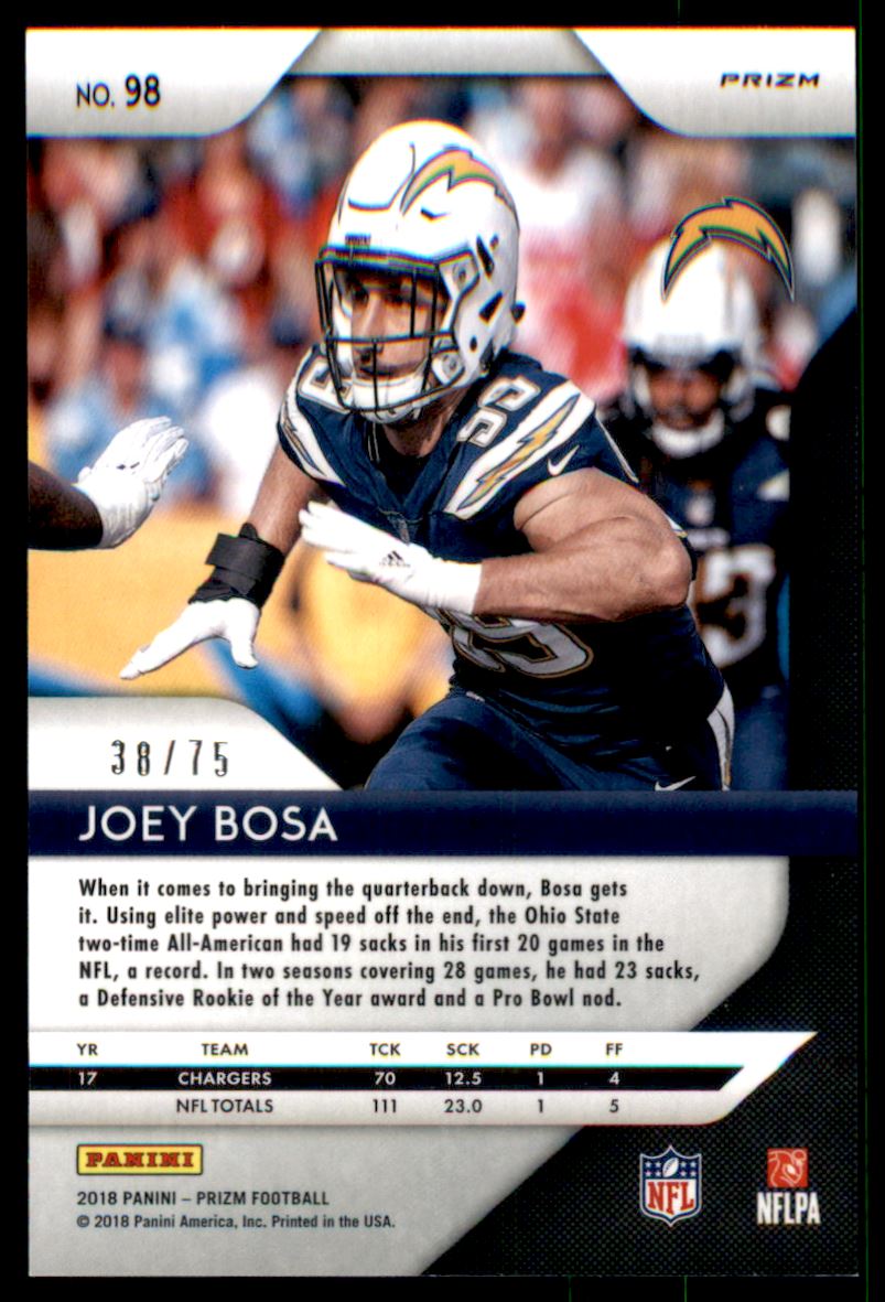 2018 Panini Prizm Prizms Green Crystals #98 Joey Bosa