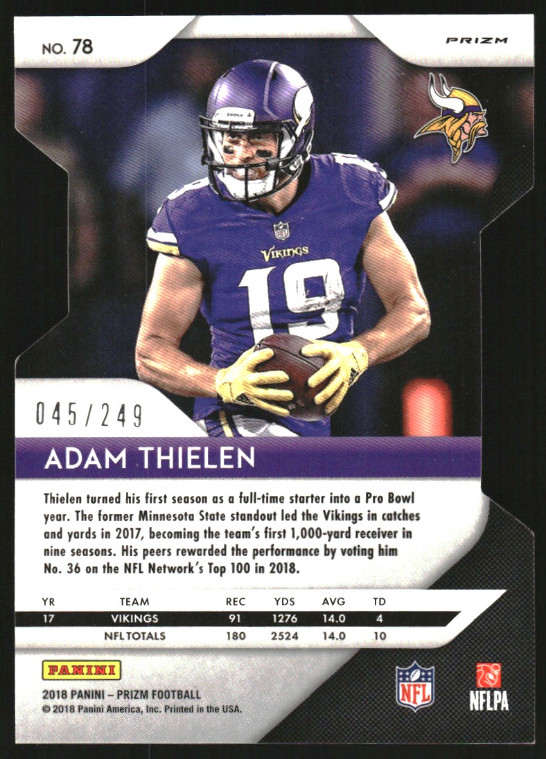 2018 Panini Prizm Prizms Orange #78 Adam Thielen
