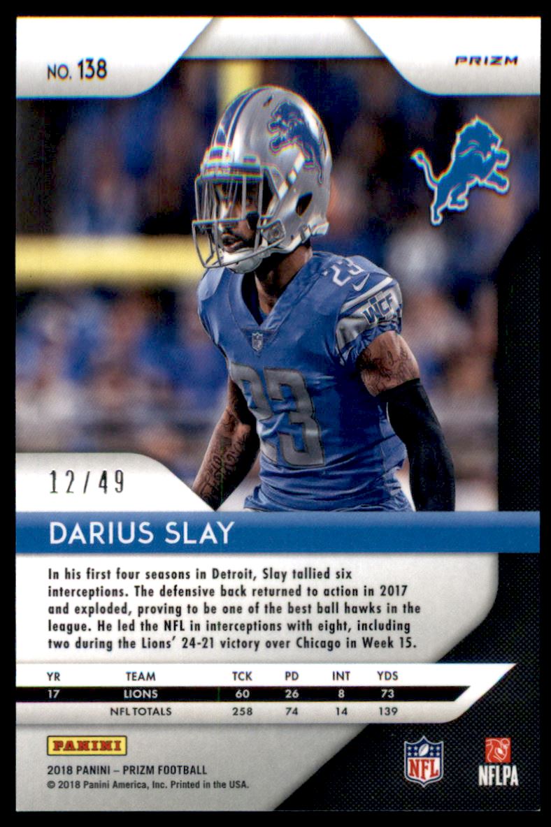 2018 Panini Prizm Prizms Purple Power #138 Darius Slay