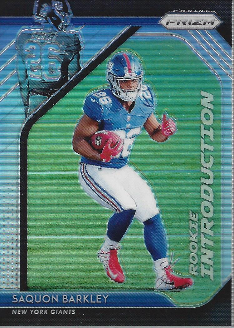 thumbnail image 2 of PSA 9 Mint 2018 Panini Prizm Green Prizm #202 Saquon Barkley Rookie RC Eagles 2 of 12