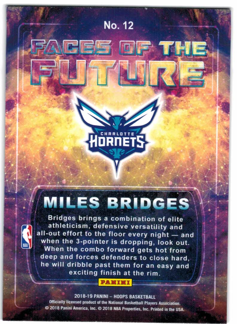 2018-19 Hoops Faces of the Future Holo #12 Miles Bridges back image