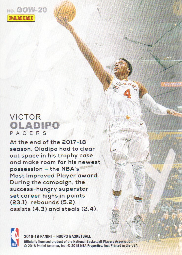 2018-19 Hoops Get Out The Way #20 Victor Oladipo back image