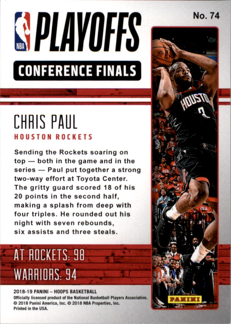 2018-19 Hoops Road to the Finals #74 Chris Paul CF/499 back image
