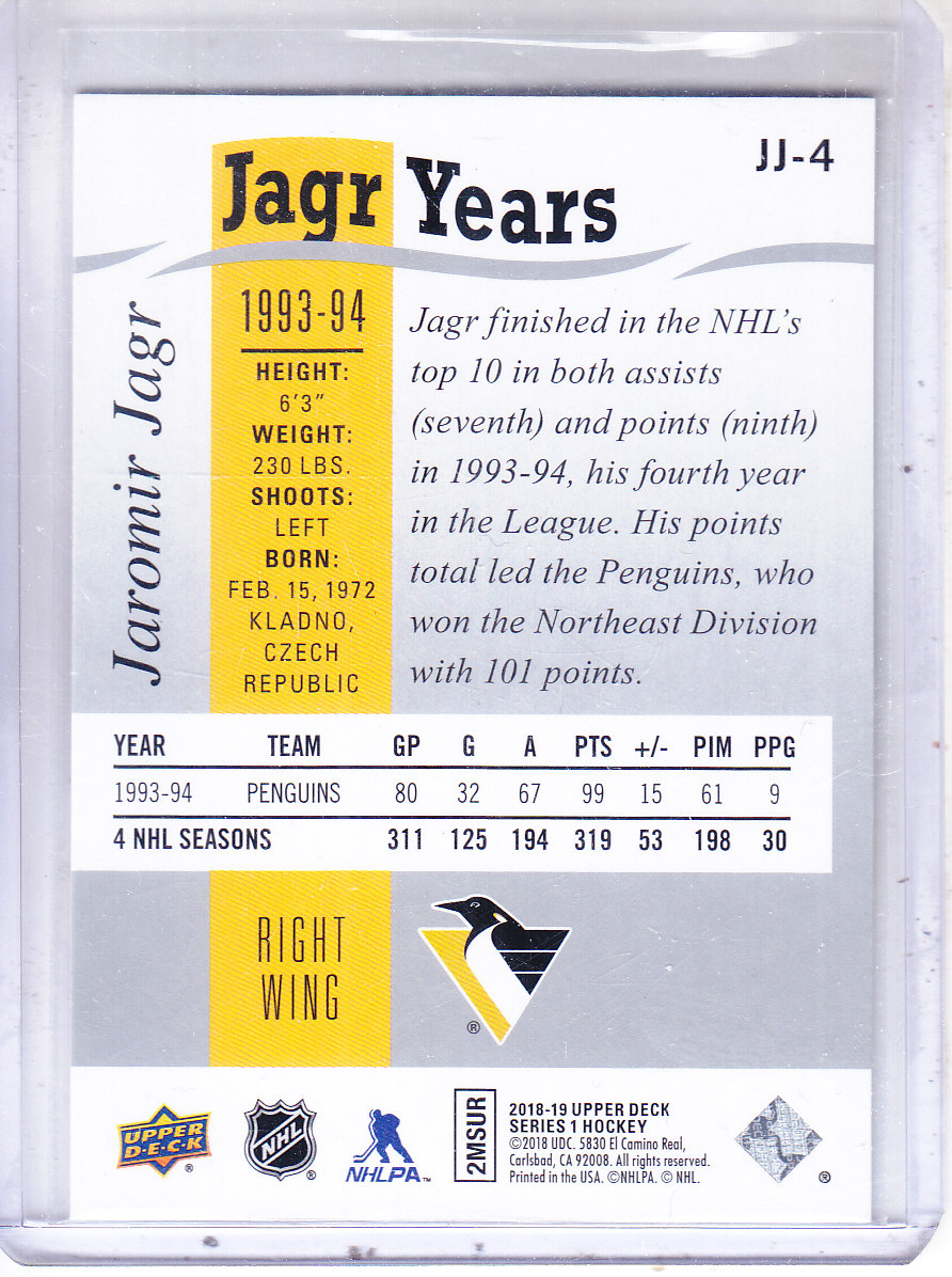2018-19 Upper Deck Jagr Years #JJ4 Jaromir Jagr back image