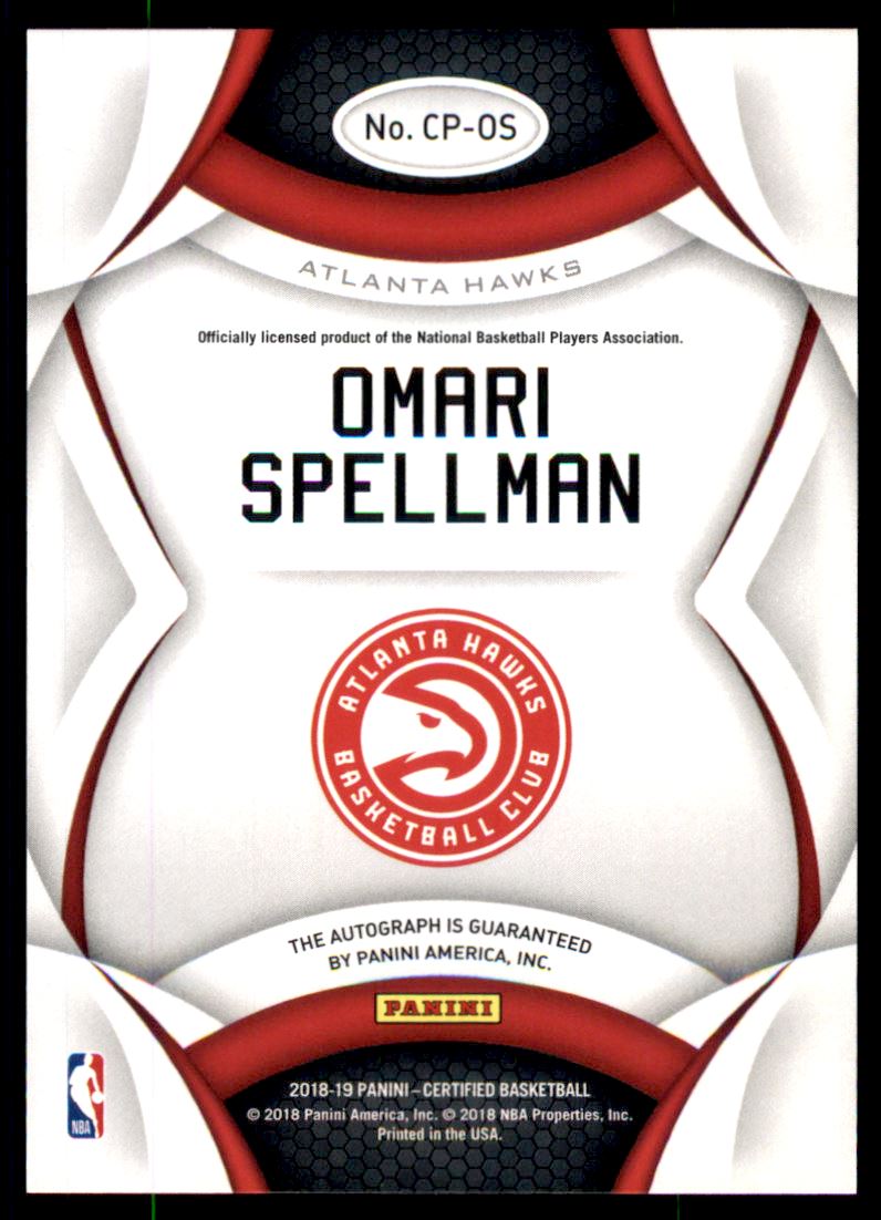 2018-19 Certified Certified Potential Autographs #30 Omari Spellman back image