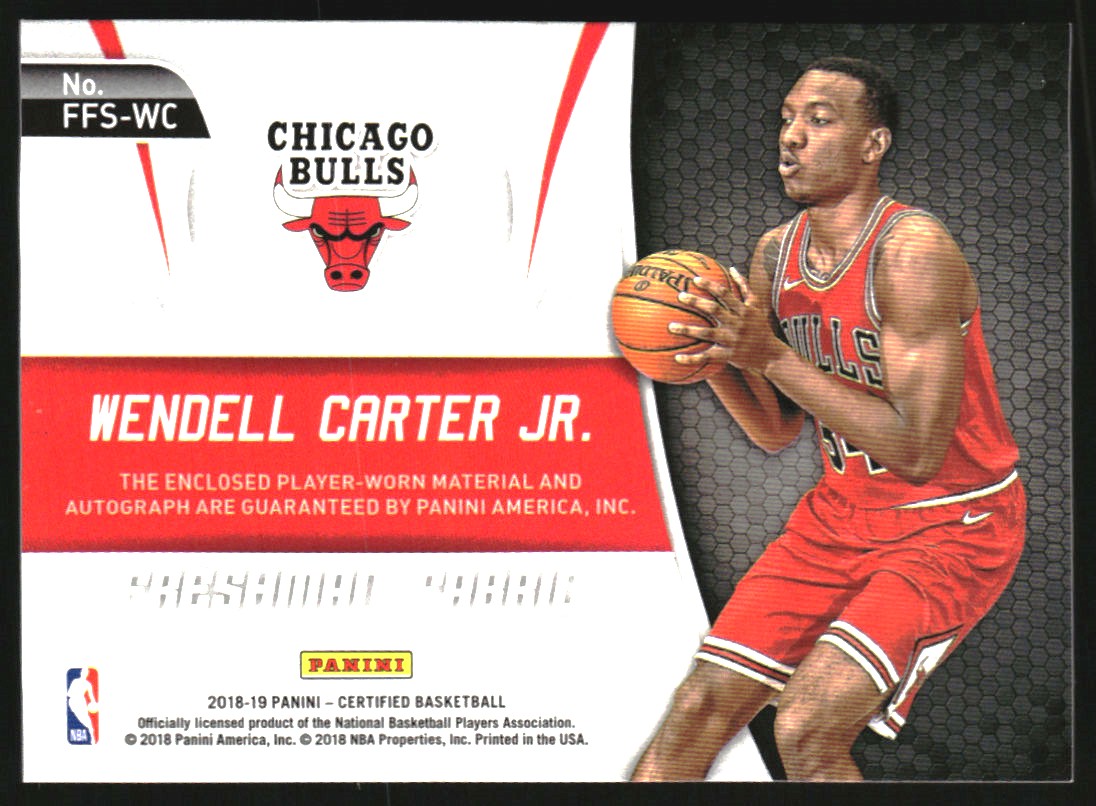 2018-19 Certified Freshman Fabric Signatures #7 Wendell Carter Jr./99 back image