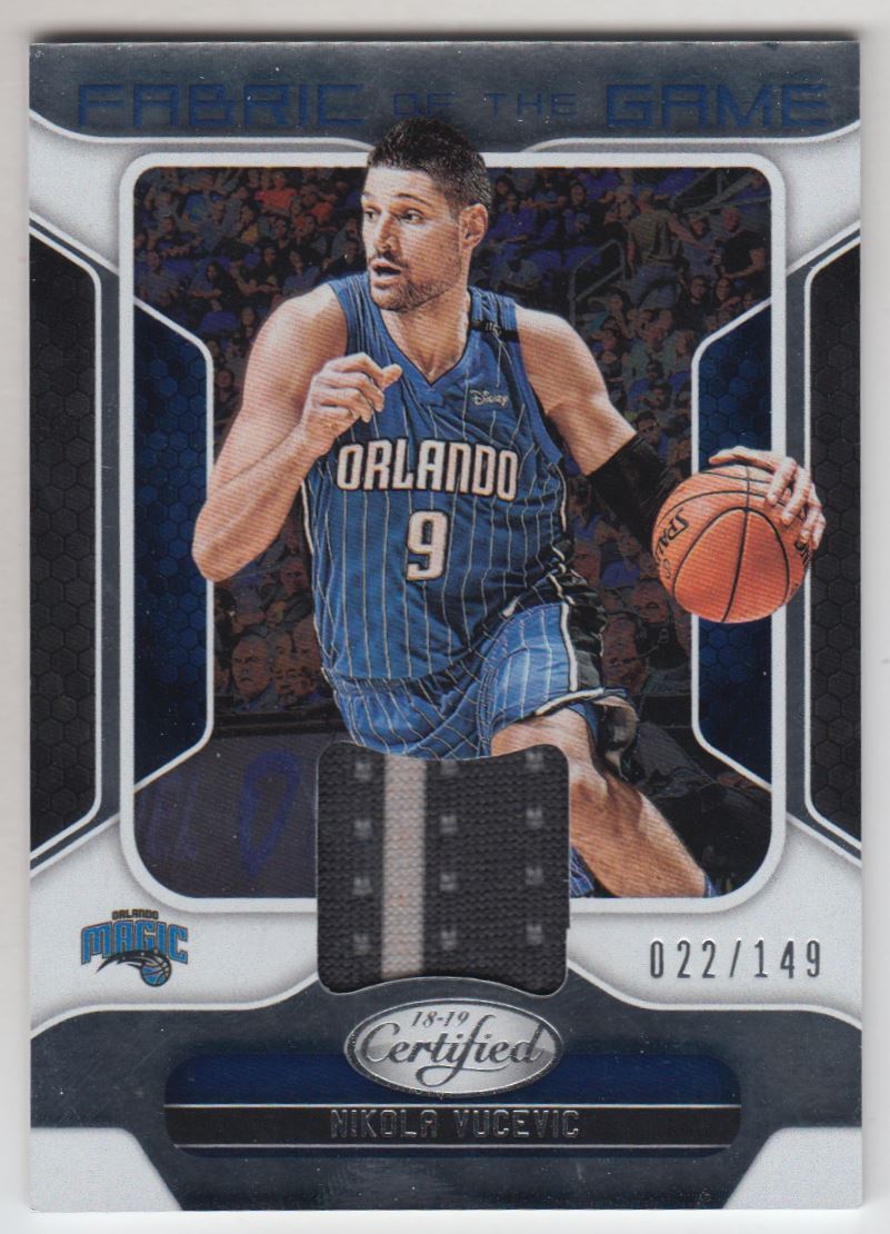 2018-19 Certified Fabric of the Game Relics #5 Nikola Vucevic
