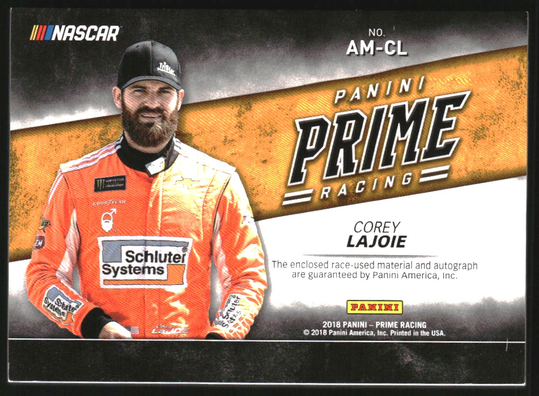 2018 Panini Prime Autograph Materials #8 Corey LaJoie/99