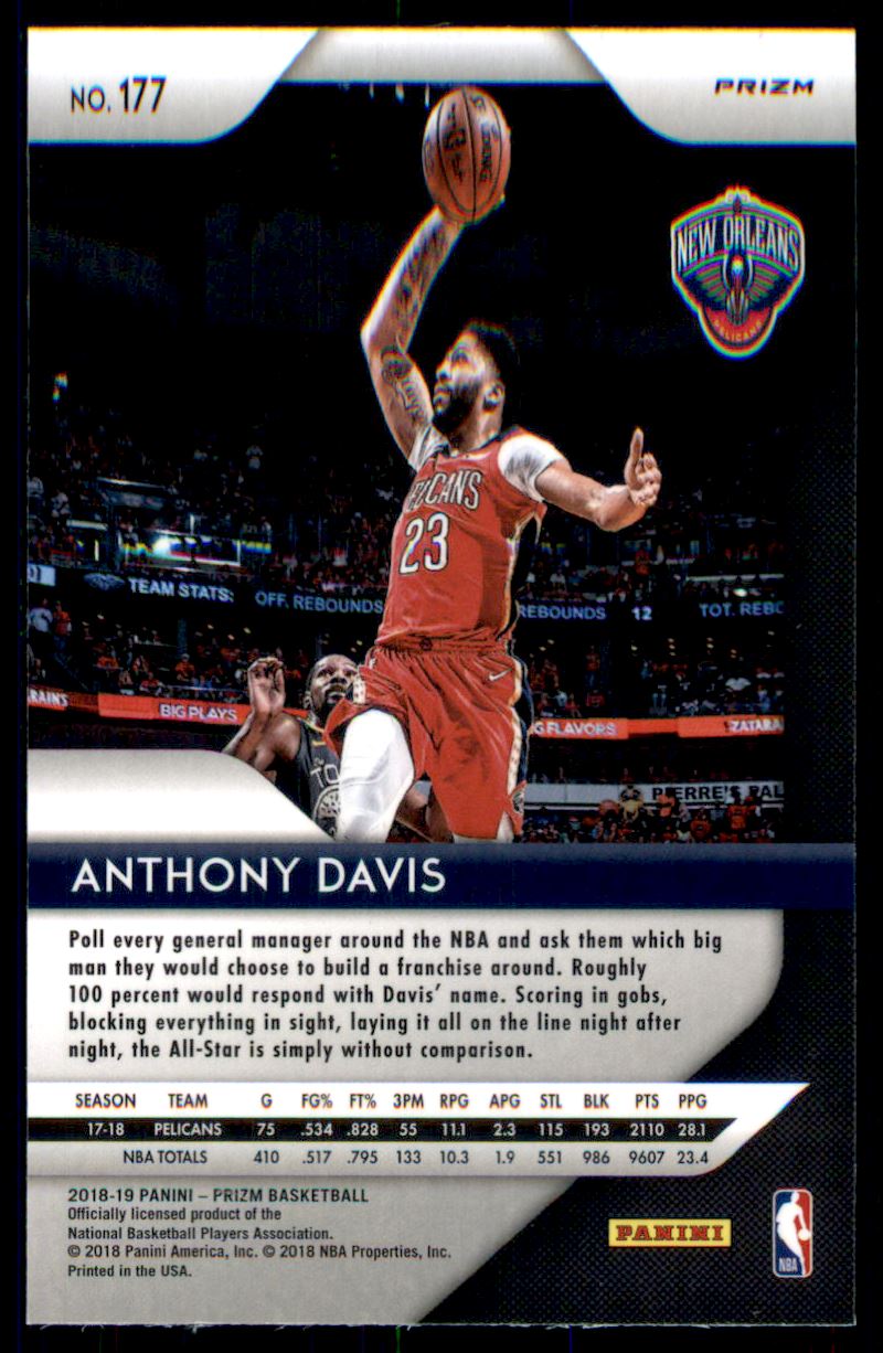 2018-19 Panini Prizm Prizms Red White and Blue #177 Anthony Davis