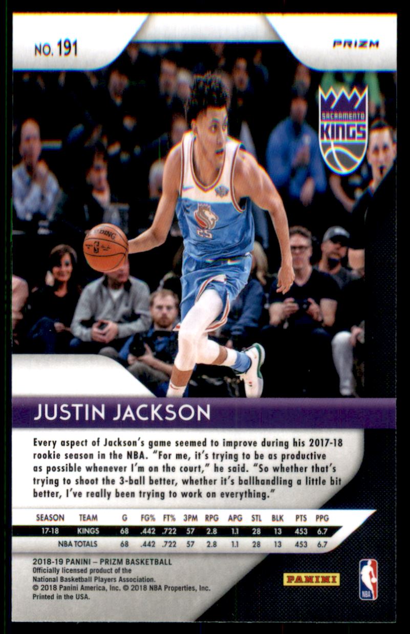 2018-19 Panini Prizm Prizms Red White and Blue #191 Justin Jackson
