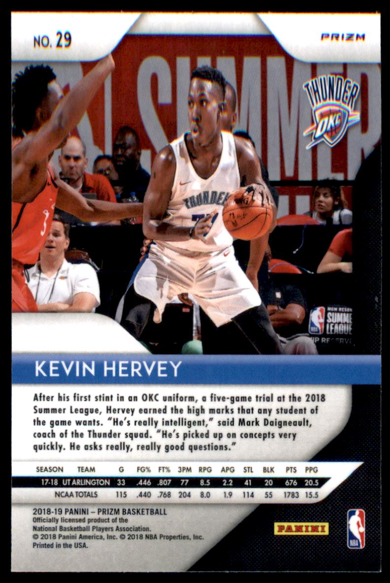 2018-19 Panini Prizm Prizms Silver #29 Kevin Hervey