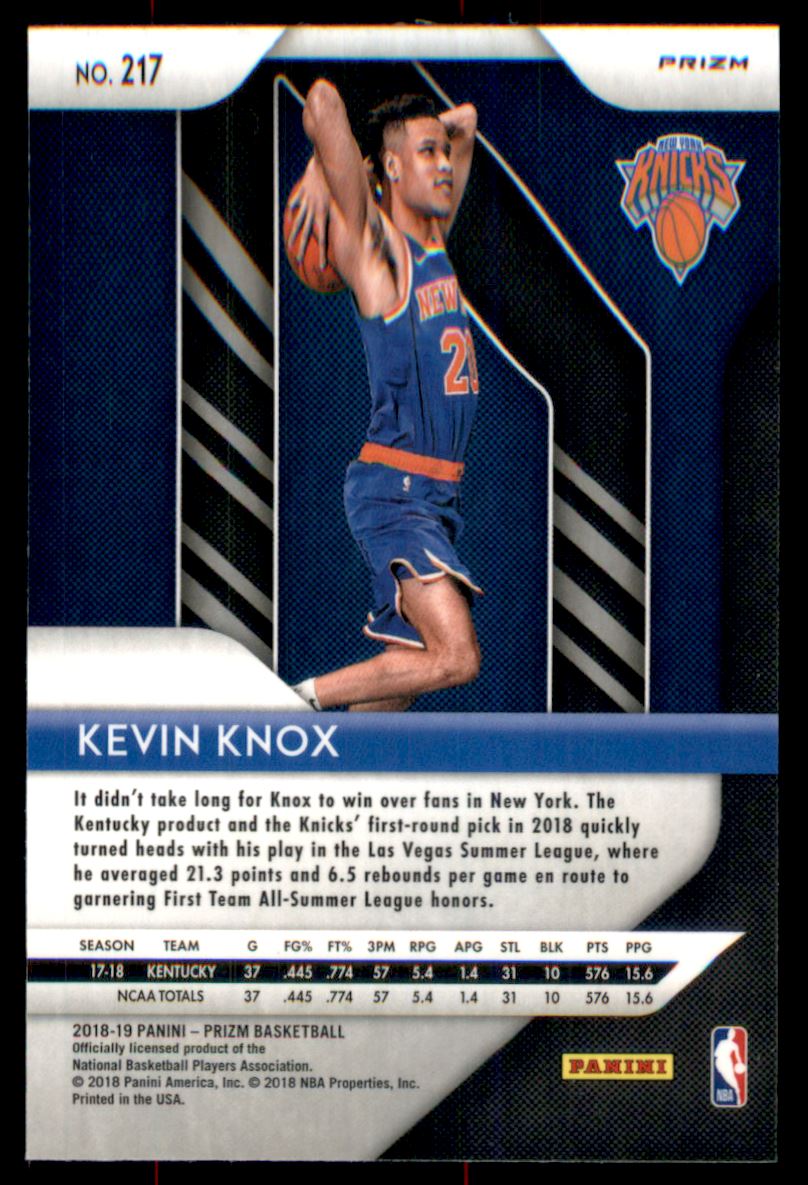 2018-19 Panini Prizm Prizms Silver #217 Kevin Knox
