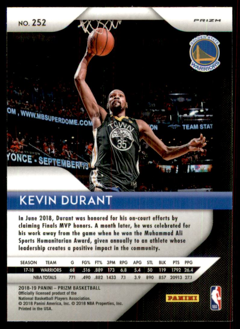 2018-19 Panini Prizm Prizms Silver #252 Kevin Durant