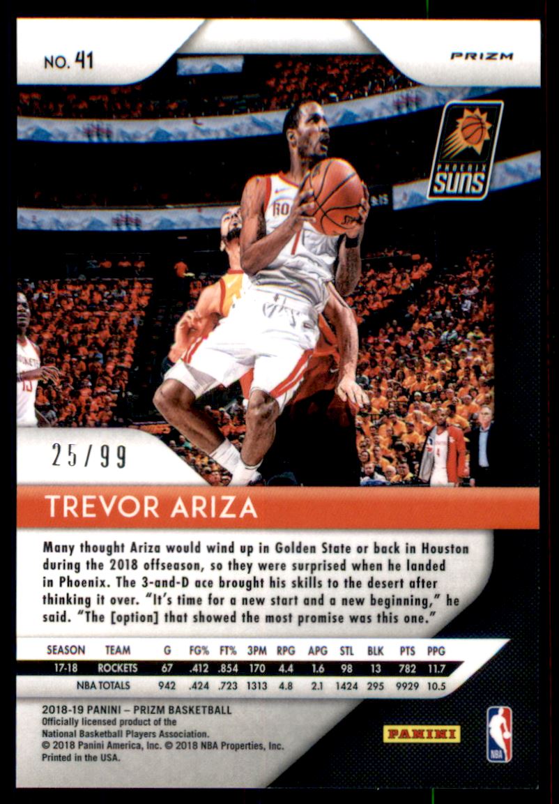 2018-19 Panini Prizm Prizms Blue Ice #41 Trevor Ariza