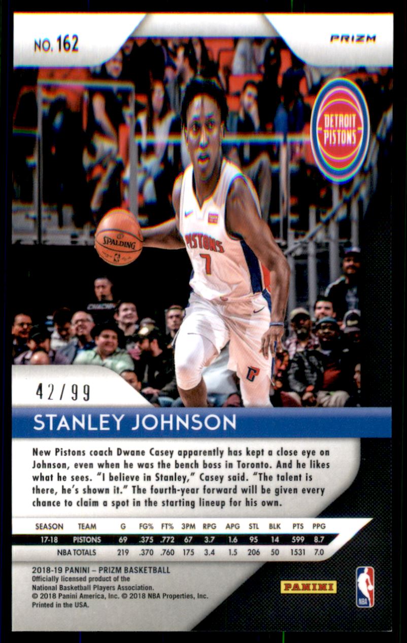 2018-19 Panini Prizm Prizms Blue Ice #162 Stanley Johnson