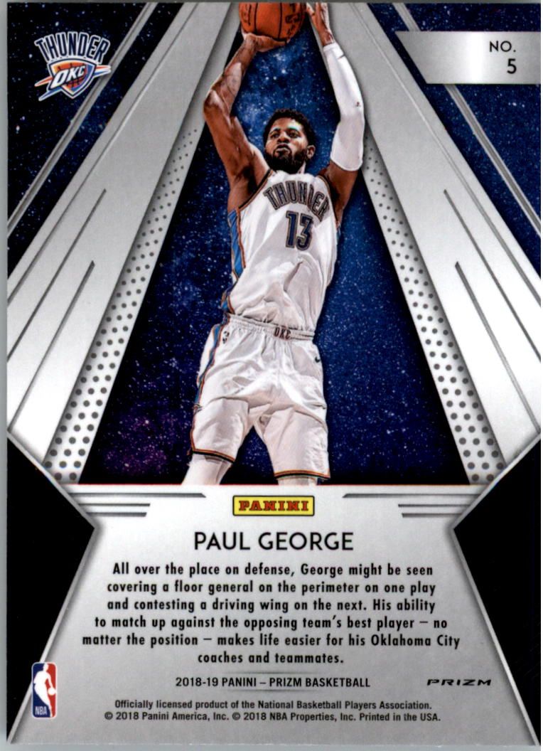 2018-19 Panini Prizm All Day Prizms Silver #5 Paul George back image