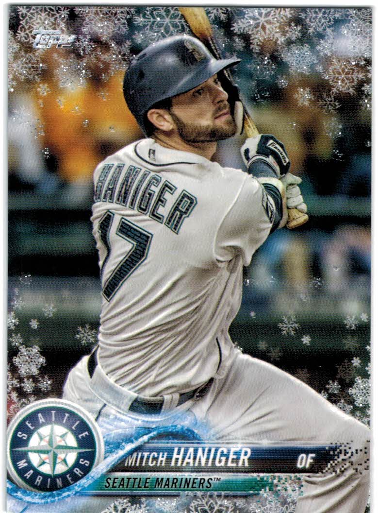 2022 Topps Holiday Baseball #HW117 Mitch Haniger METALLIC SNOWFLAKE Mariners