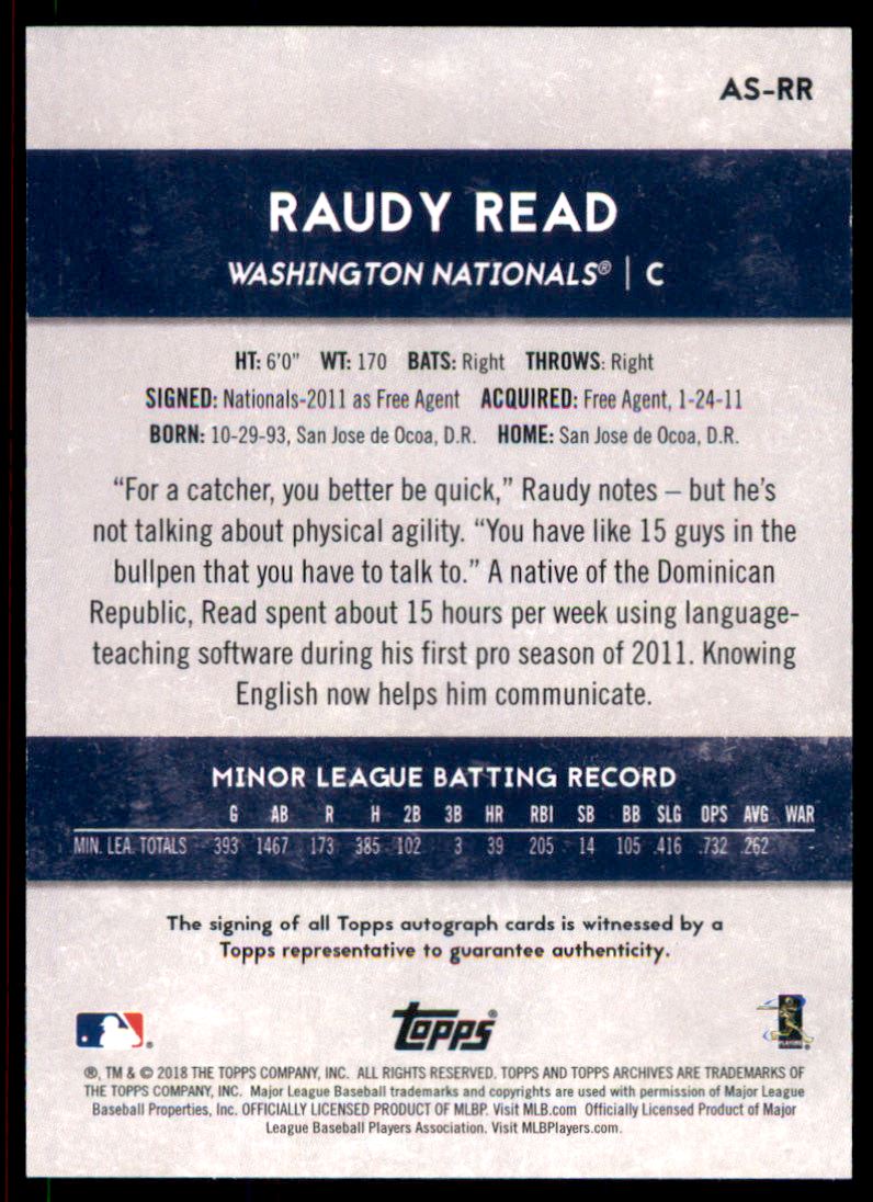 2018 Topps Archives Snapshots Autographs #ASRR Raudy Read back image