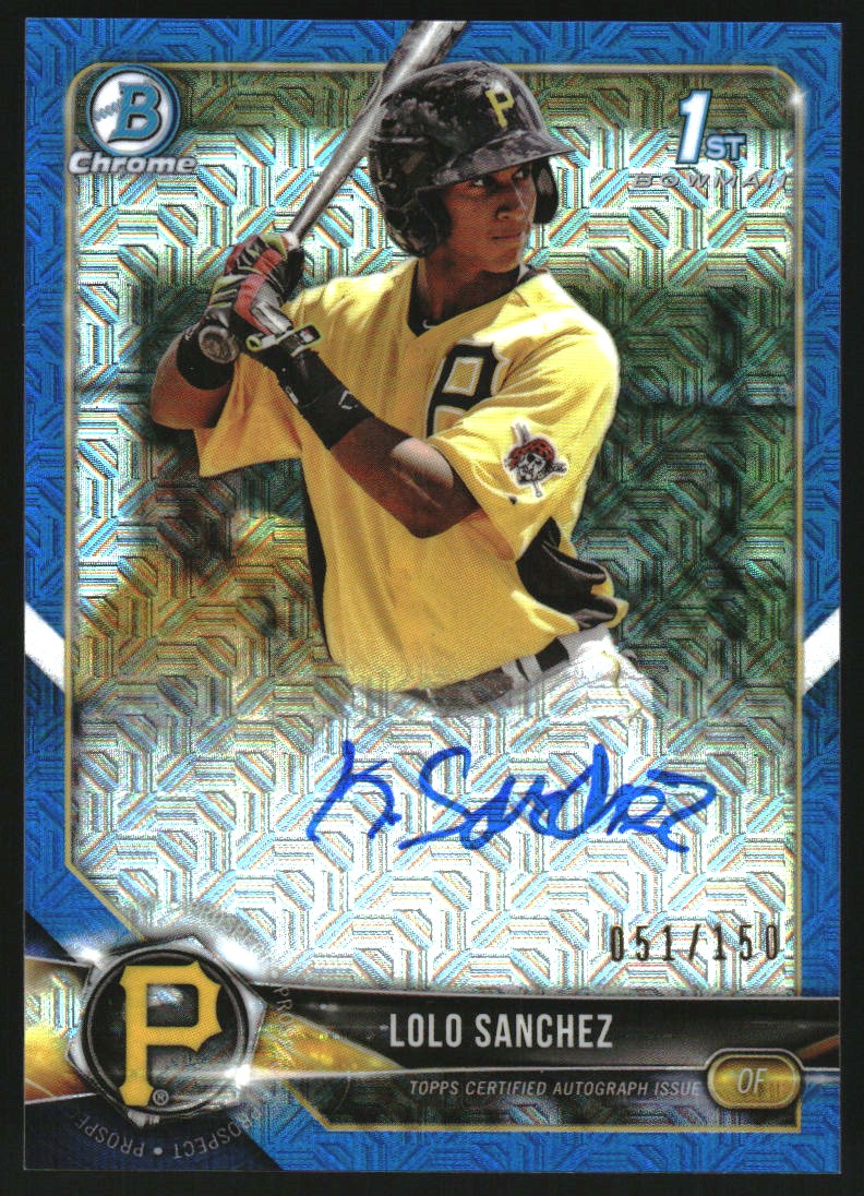 2018 Bowman Chrome Prospect Autographs Blue Mojo Refractors #BCPALSA LoLo Sanchez