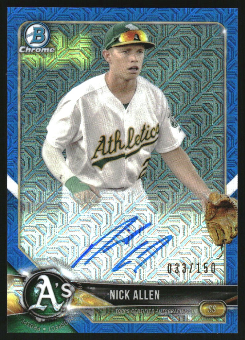 2018 Bowman Chrome Prospect Autographs Blue Mojo Refractors #BCPANA Nick Allen