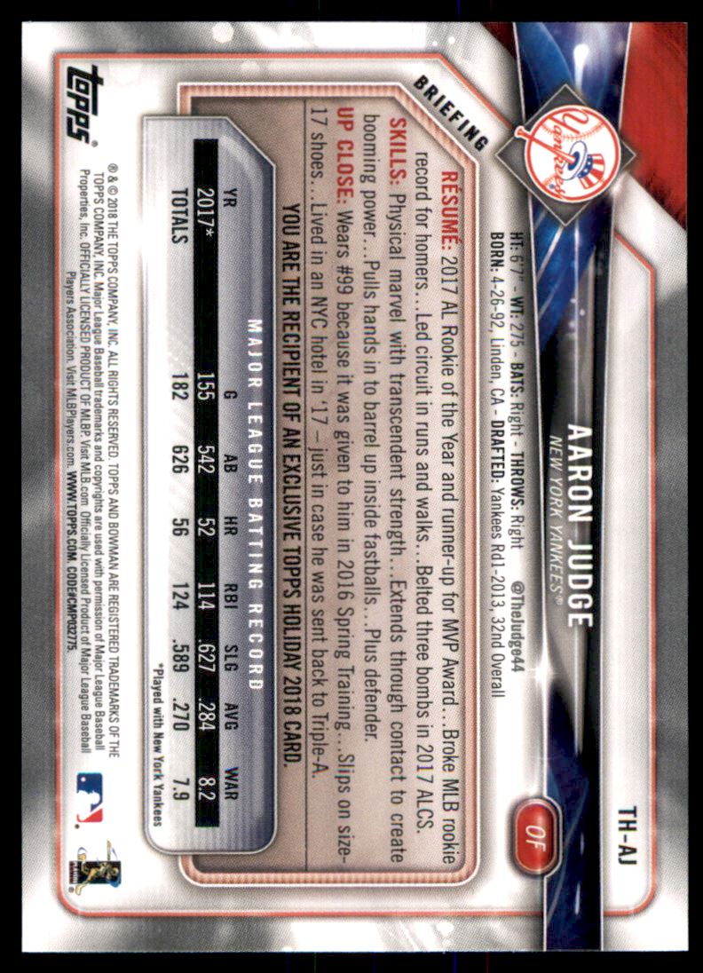 2018 Topps Bowman Holiday #THAJ Aaron Judge