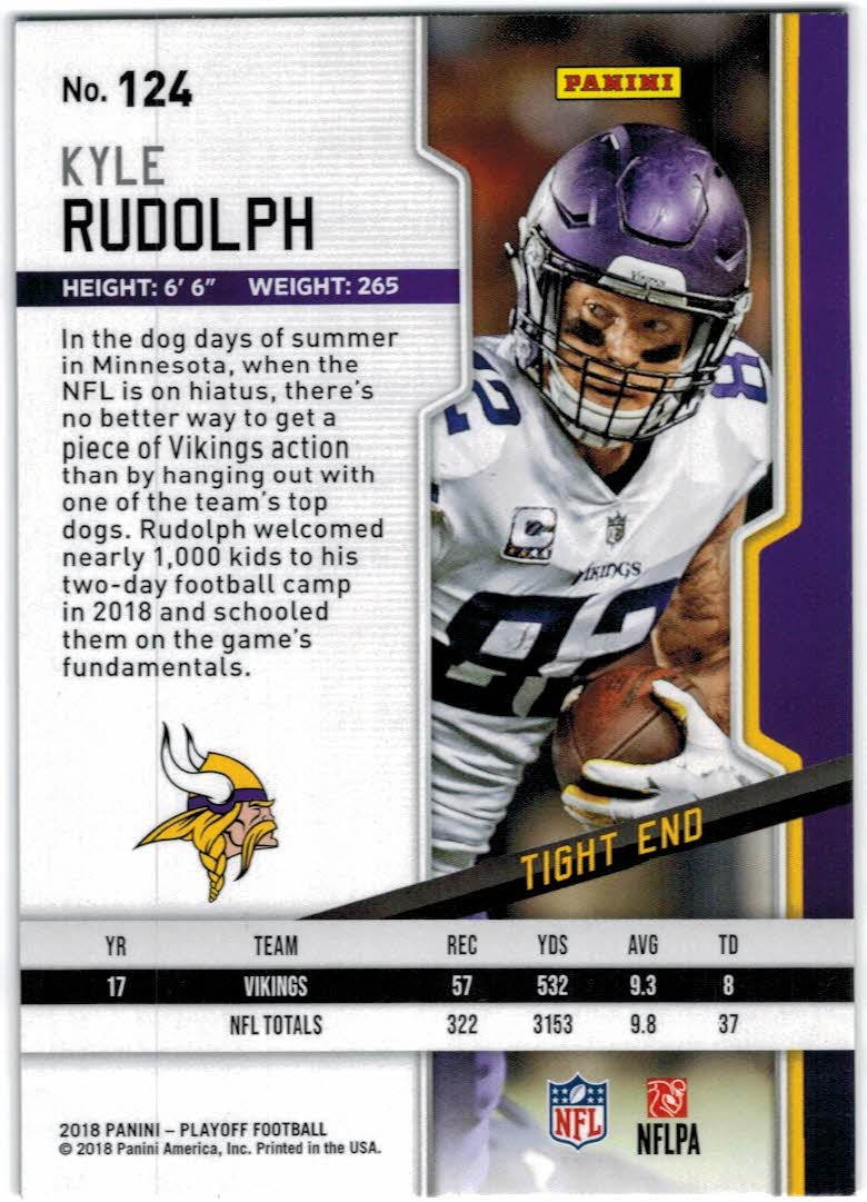 2018 Playoff #124 Kyle Rudolph back image