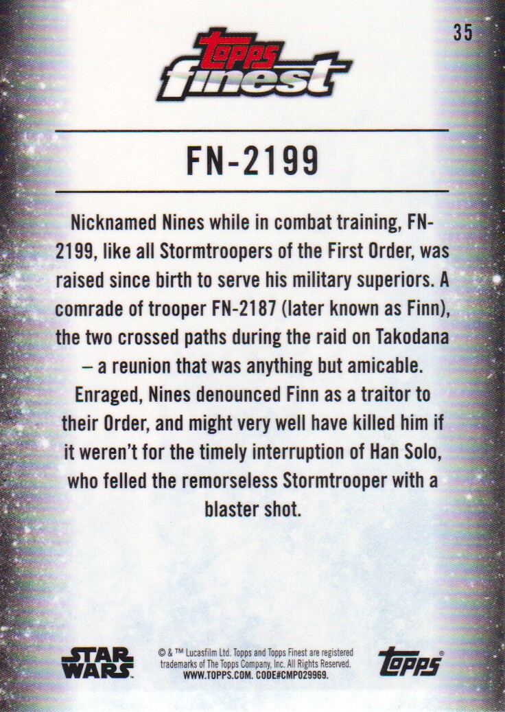 2018 Finest Star Wars #35 FN-2199 back image