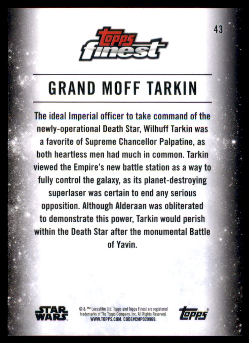 2018 Finest Star Wars Blue Refractors #43 Grand Moff Tarkin back image