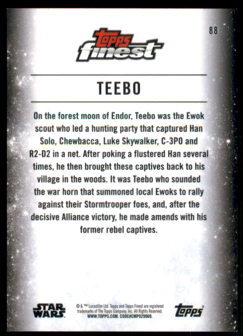 2018 Finest Star Wars Blue Refractors #88 Teebo back image
