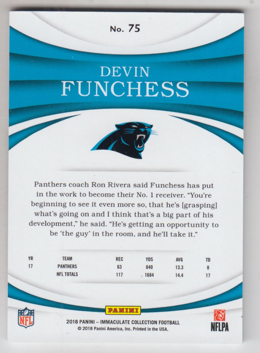 2018 Immaculate Collection #75 Devin Funchess back image