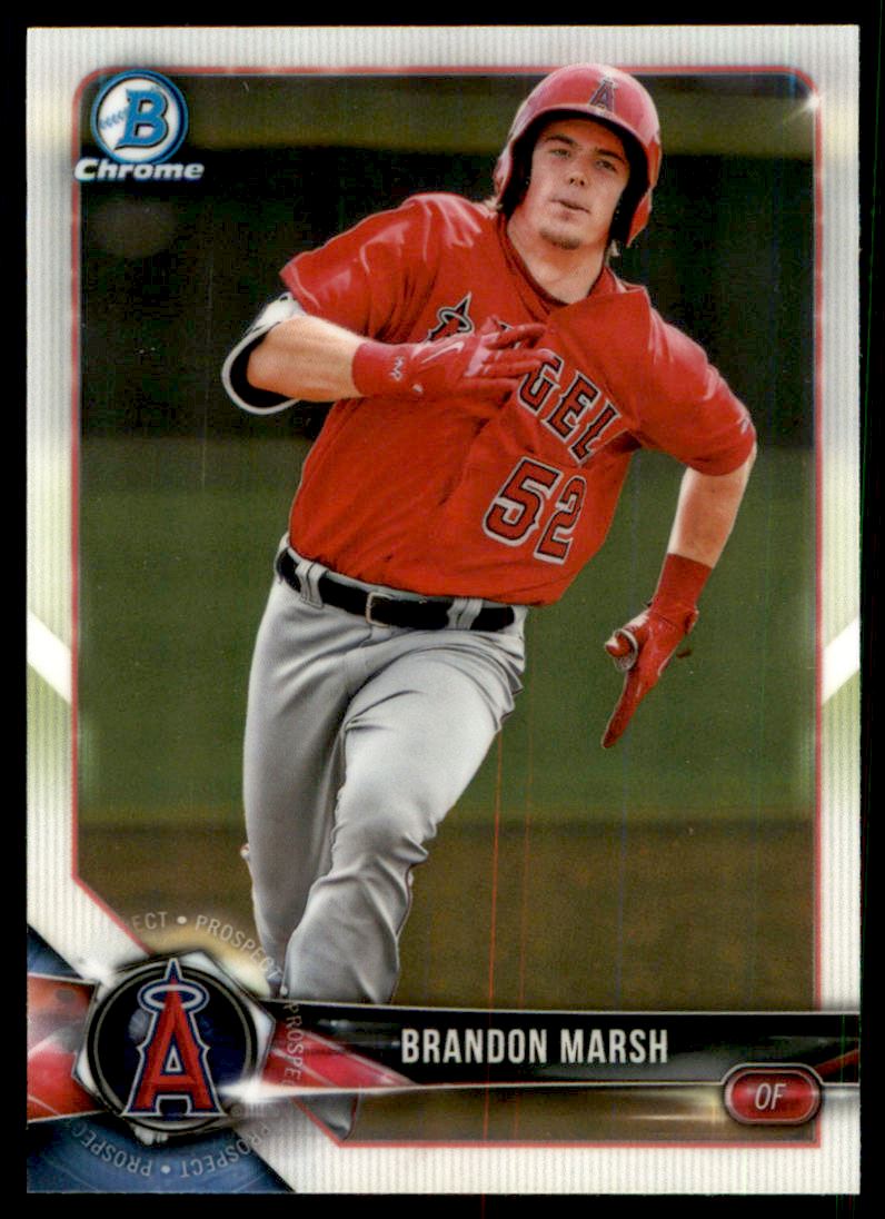 2018 bowman Brandon marsh auto リフ PSA9 2018 Bowman Chrome Gold Refractor Brandon Marsh ROOKIE AUTO /50
