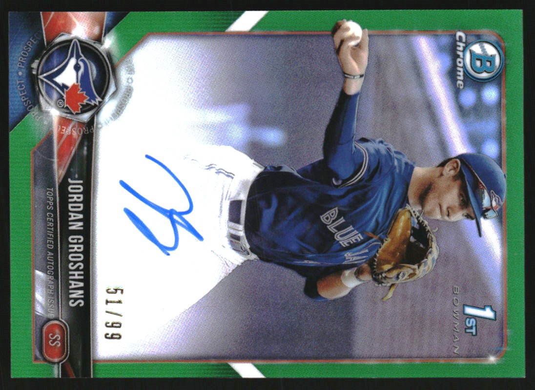 2018 Bowman Chrome Draft Autographs Green Refractors #CDAJG Jordan Groshans/99