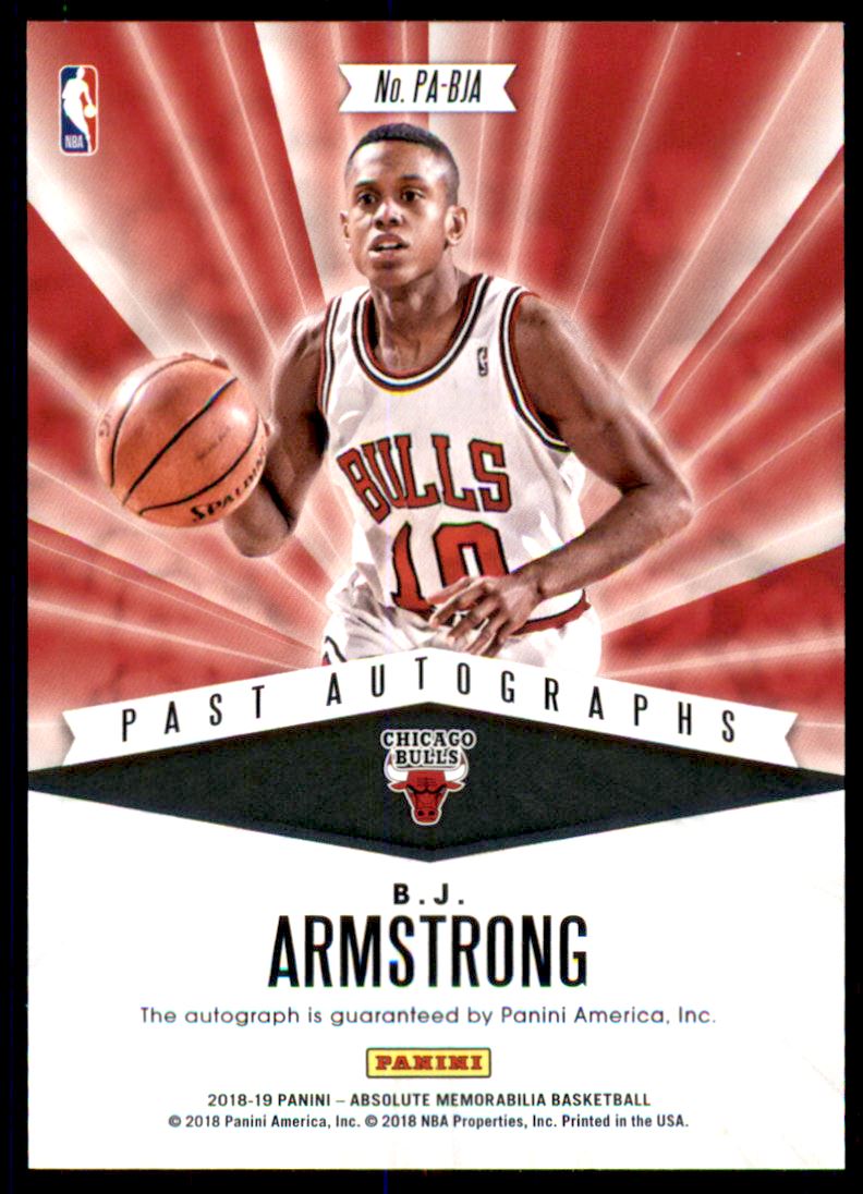 2018-19 Absolute Memorabilia Past Autographs #13 B.J. Armstrong back image