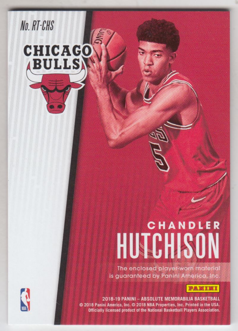 2018-19 Absolute Memorabilia Rookie Threads #22 Chandler Hutchison back image