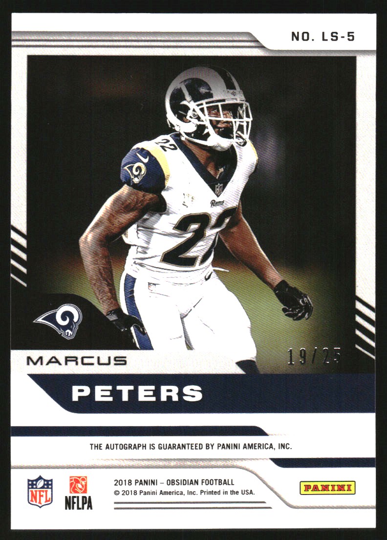 2018 Panini Obsidian Lightning Strike Autographs Electric Etch Green #5 Marcus Peters/25
