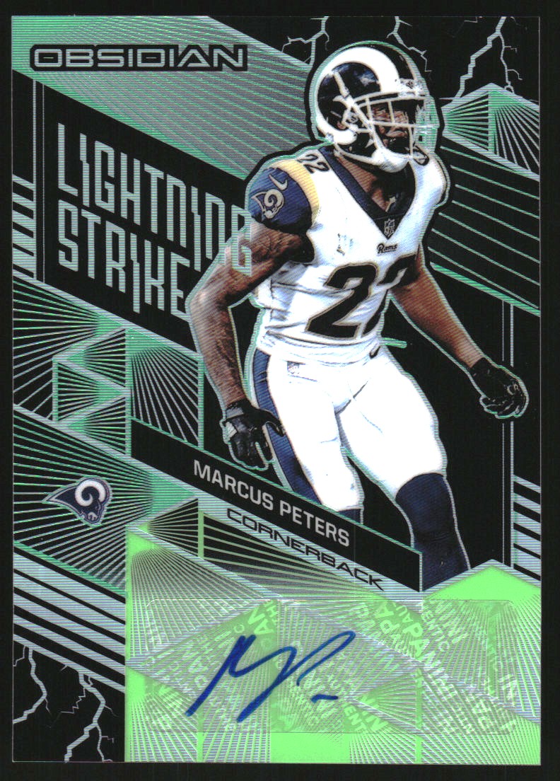 2018 Panini Obsidian Lightning Strike Autographs Electric Etch Green #5 Marcus Peters/25